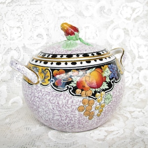 Vintage sugar bowl Rare sugar bowl antique sugar bowl with lid  Grimwades Stoke on Trent sugar bowl