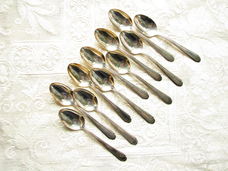 Vintage EPNS Spoon Set of 11 Tea Party Spoons Silverplate Etsy
