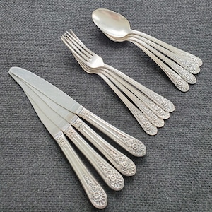 Vintage silverware set Wedding cutlery Service for 4 Farmhouse chic Vintage Silver plate WM Rogers Flatware set Jubilee cutlery Christmas