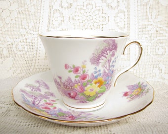 Vintage Colclough cup Bone china cup Vintage English cup Rustic cup Vintage tea set Garden tea party Matched cup saucer