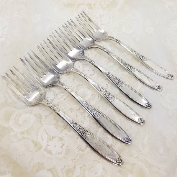 Vintage Forks SilverPlate salad forks 1847 Rogers Bros forks set Ambassador flatware silverplate Shabby Chic Silverplate forks