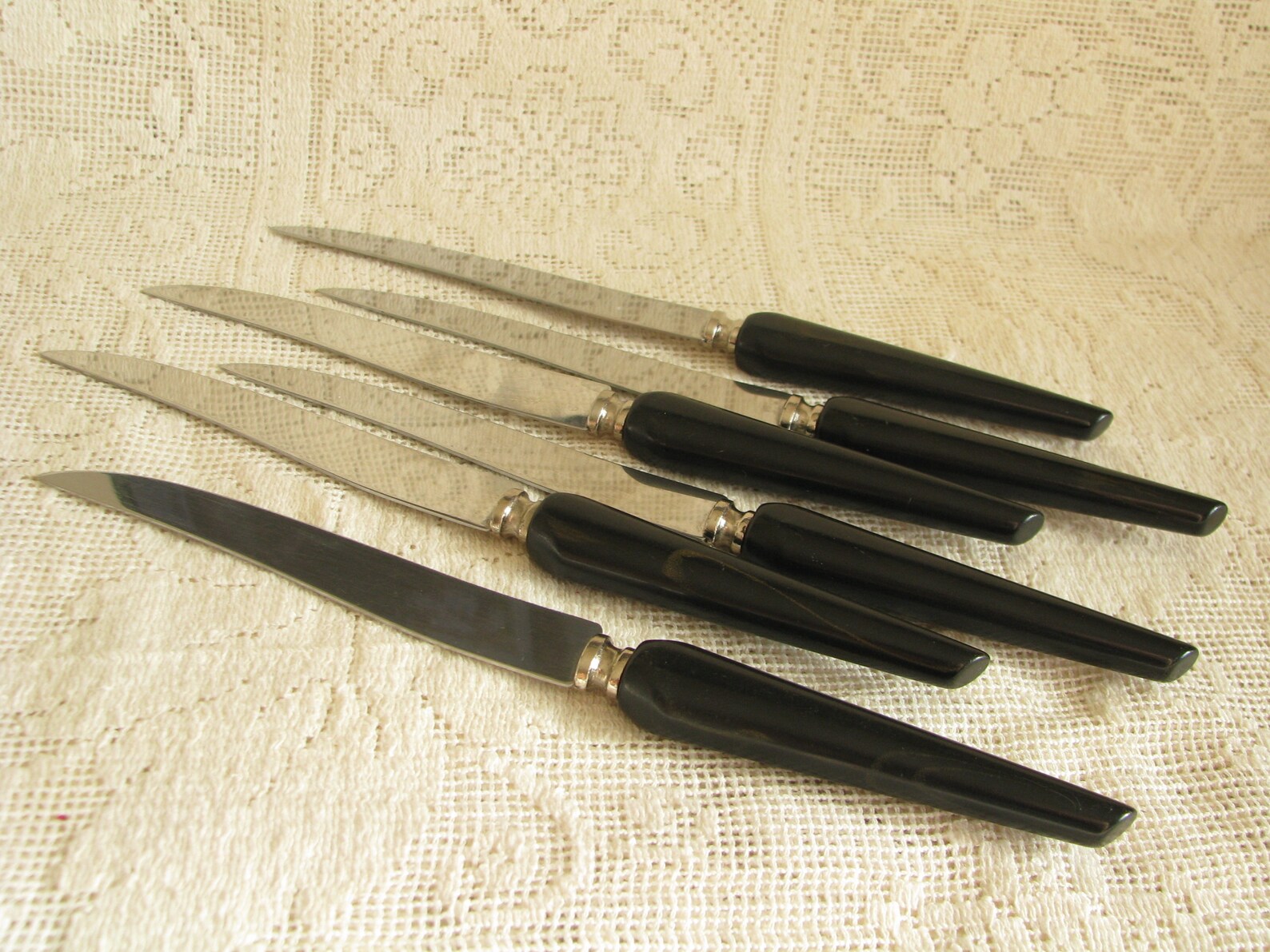 Steak Knives Black handle knives Stainless steel knives Etsy