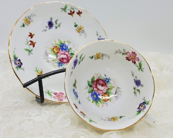 Vintage Tuscan cup Fine bone china cup saucer Garden flowers cup Grandmother gift for mother Peony cup