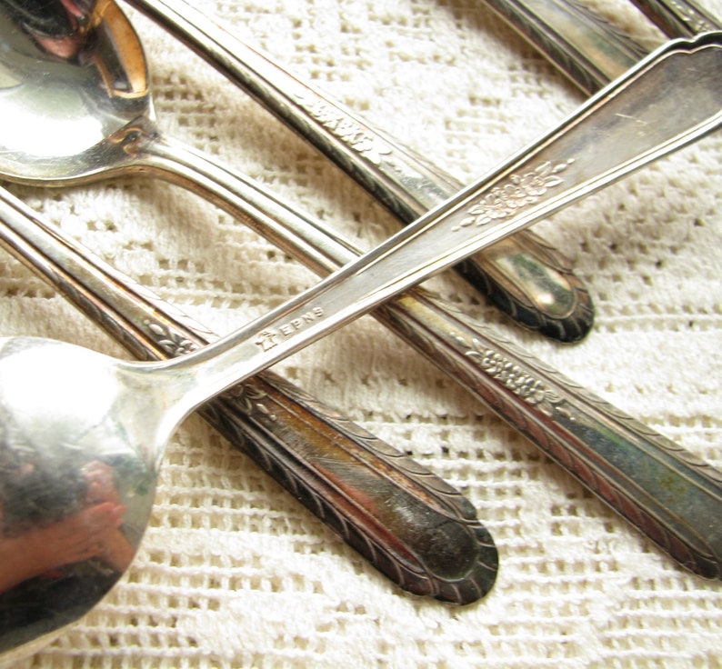Vintage EPNS Spoon Set of 11 Tea Party Spoons Silverplate Etsy
