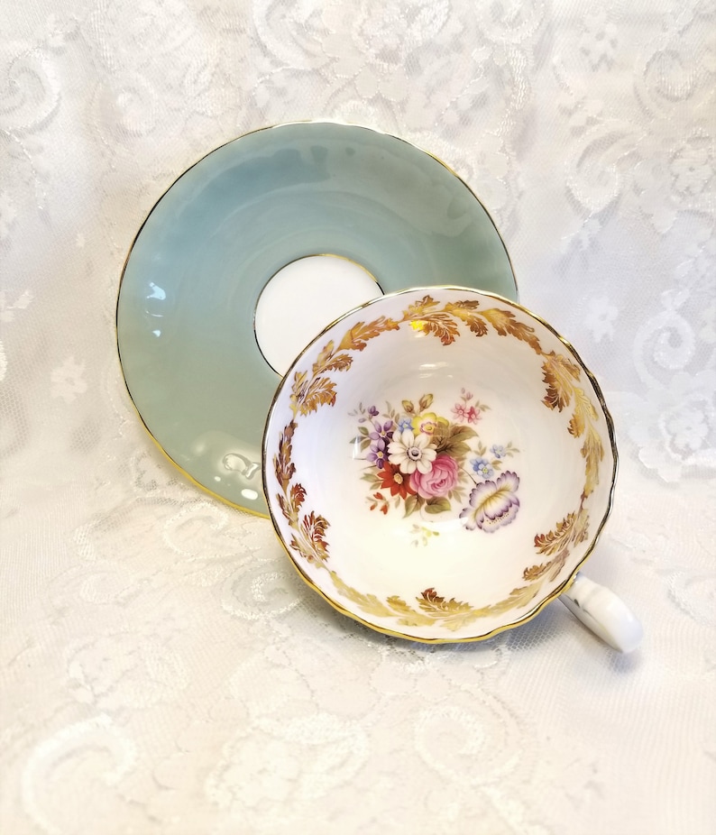 Vintage Aynsley Cup Turquoise Tea Set With Gold Accents Etsy