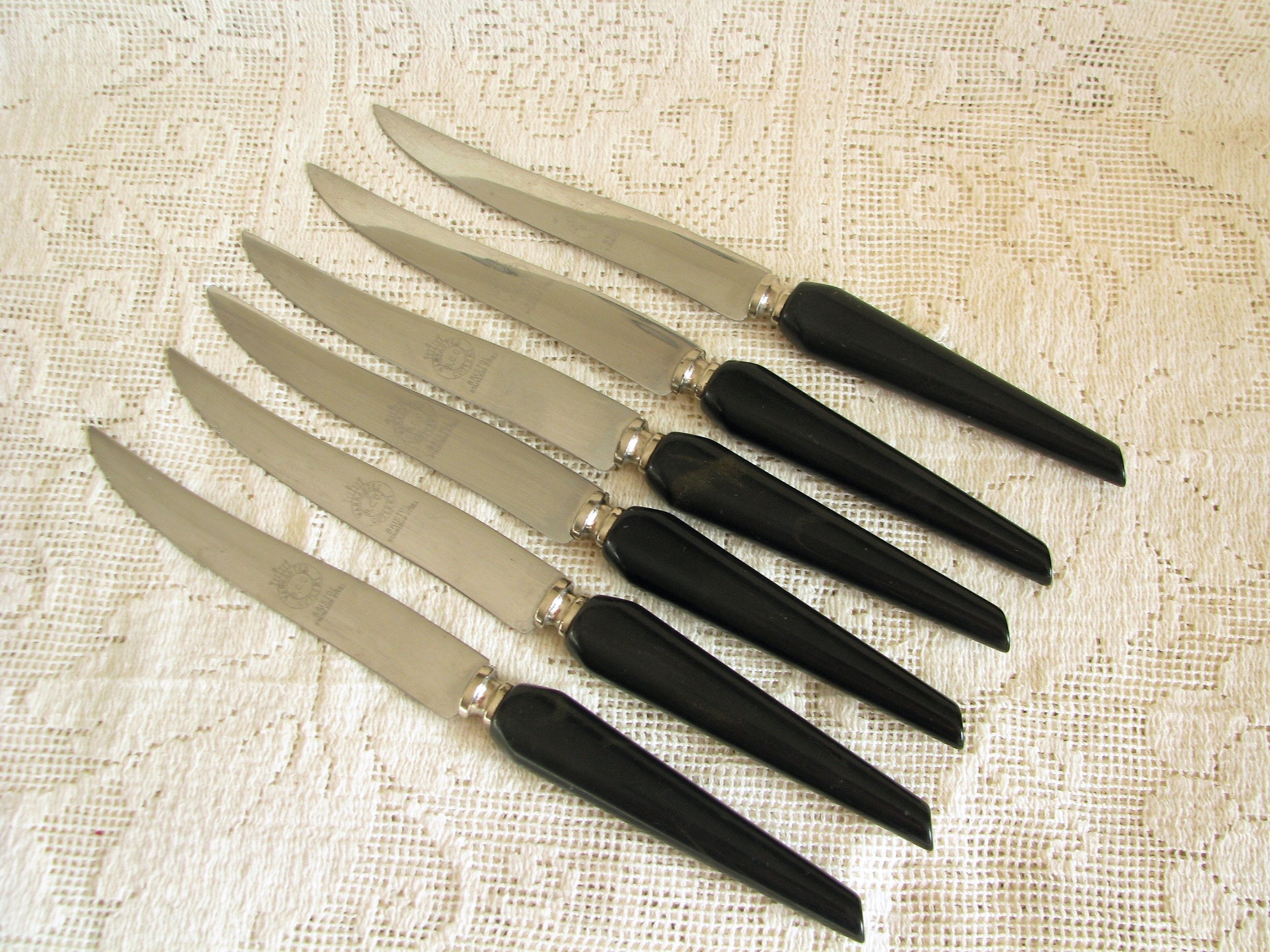 Steak Knives Black Handle Knives Stainless Steel Knives Etsy Norway