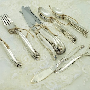 Vintage Silberbesteck Set Bauernhaus schicke Weihnachten Besteck Service für 5 Vintage Silber Platte 1847 Rogers Bros Besteck Set Leilani Besteck