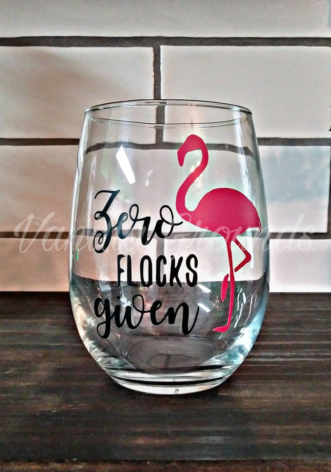 Zero flocks given flamingo stemless wine glass