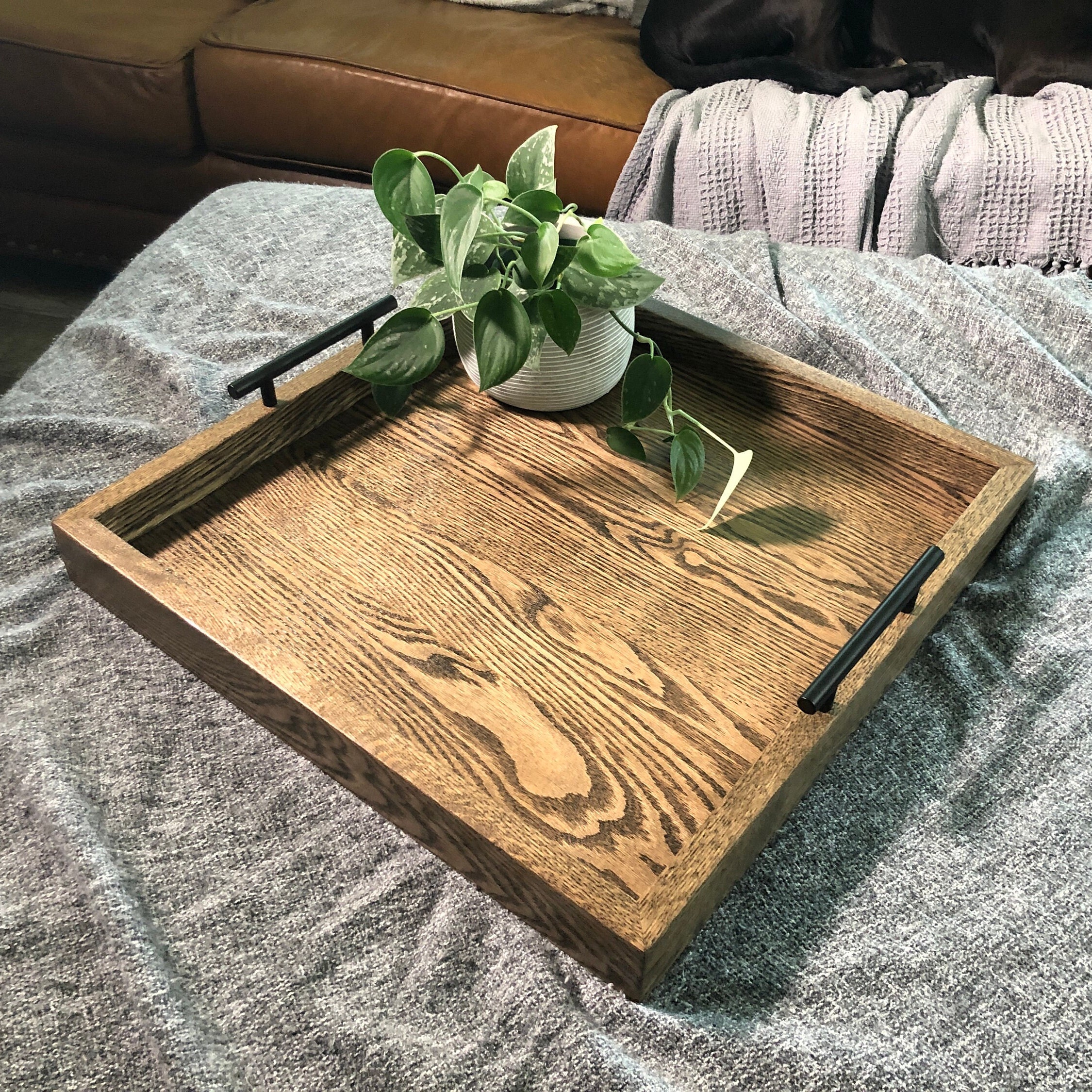 19 x 19 SOLID OAK Ottoman Tray Ready to Ship Etsy