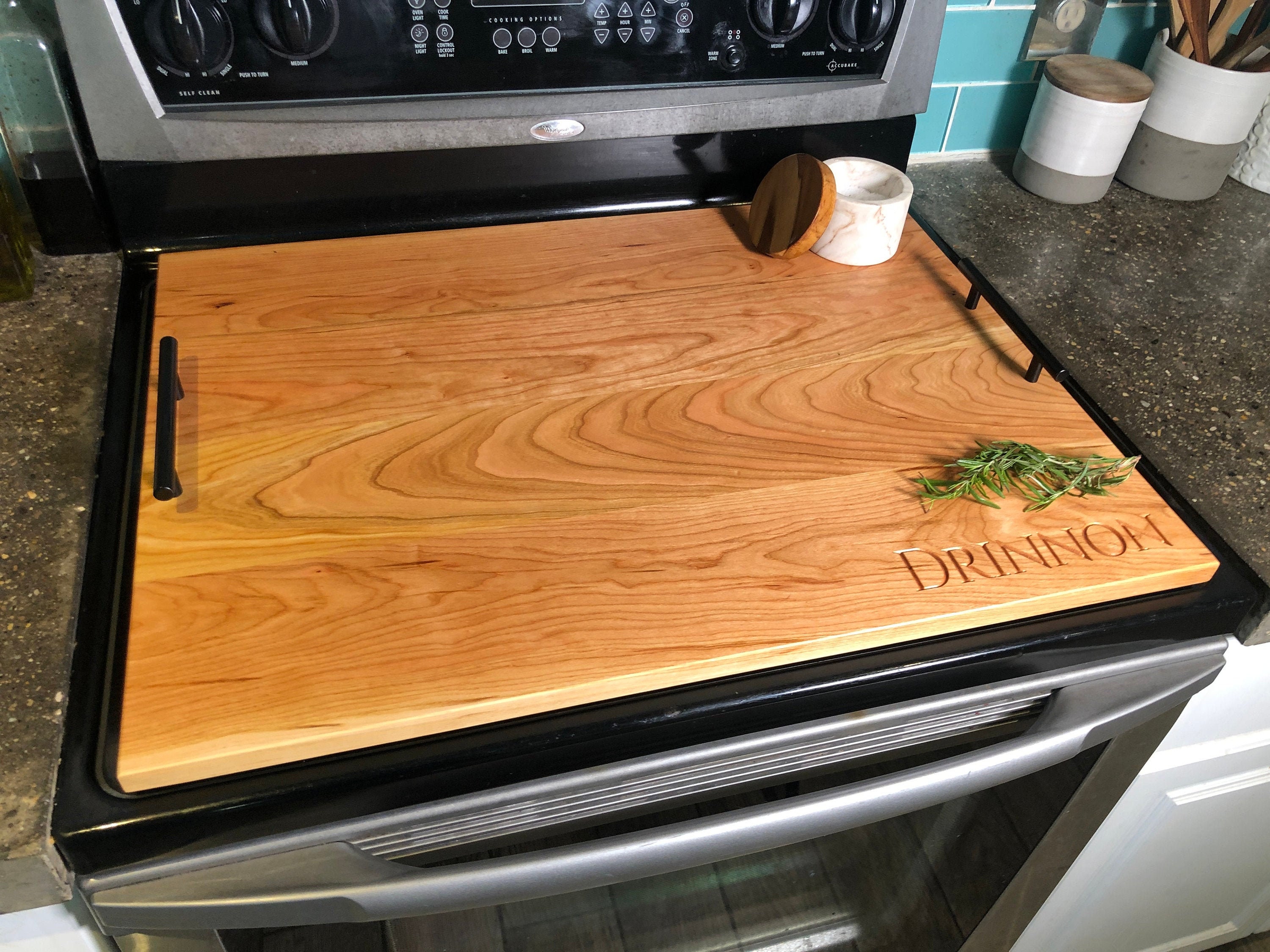 Cutting Board Gas Stove Cover, Cherry/oak, Board Butter Included Campbells  Customs 