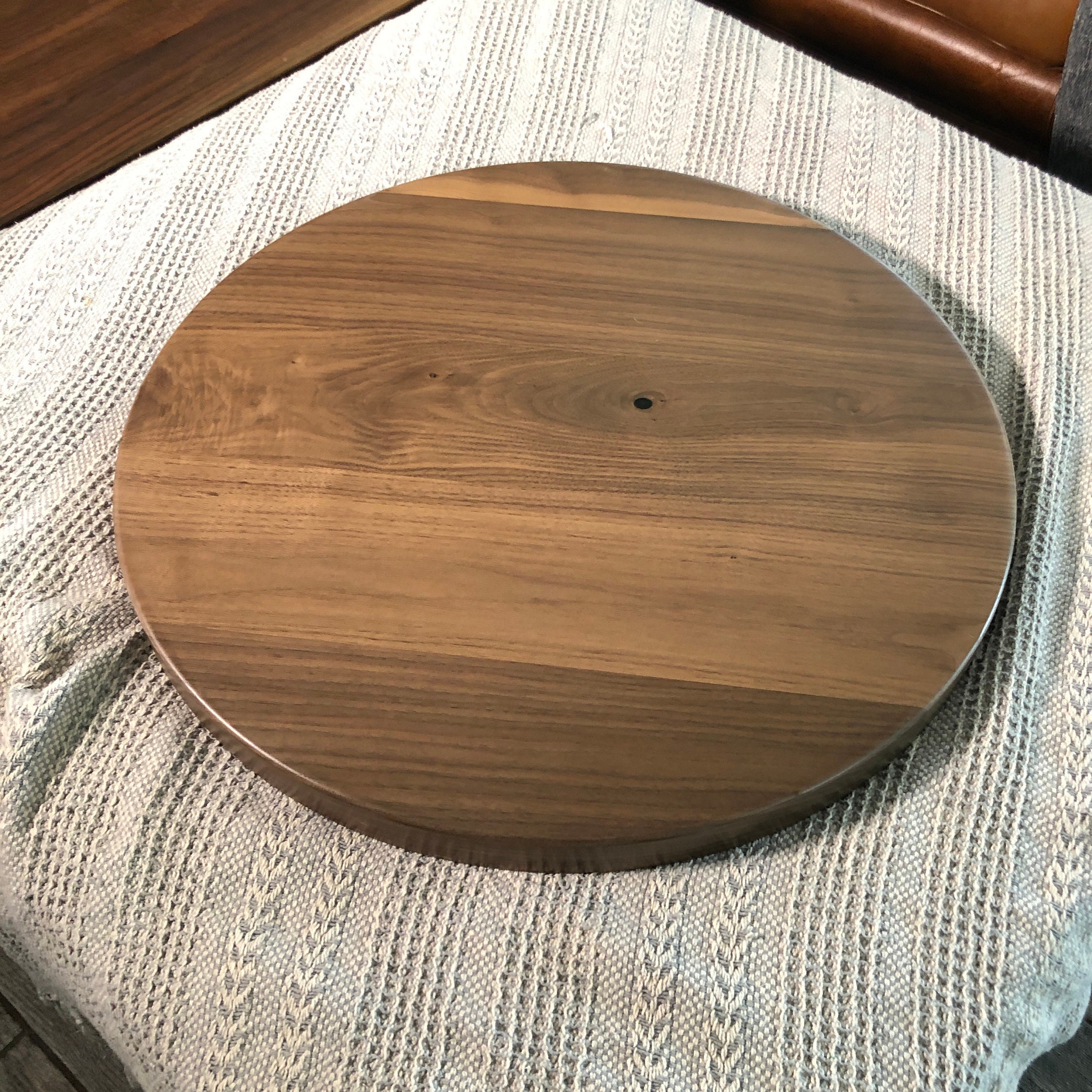 Round BLACK WALNUT Ottoman Tray Oversized Hardwood Oversized Etsy