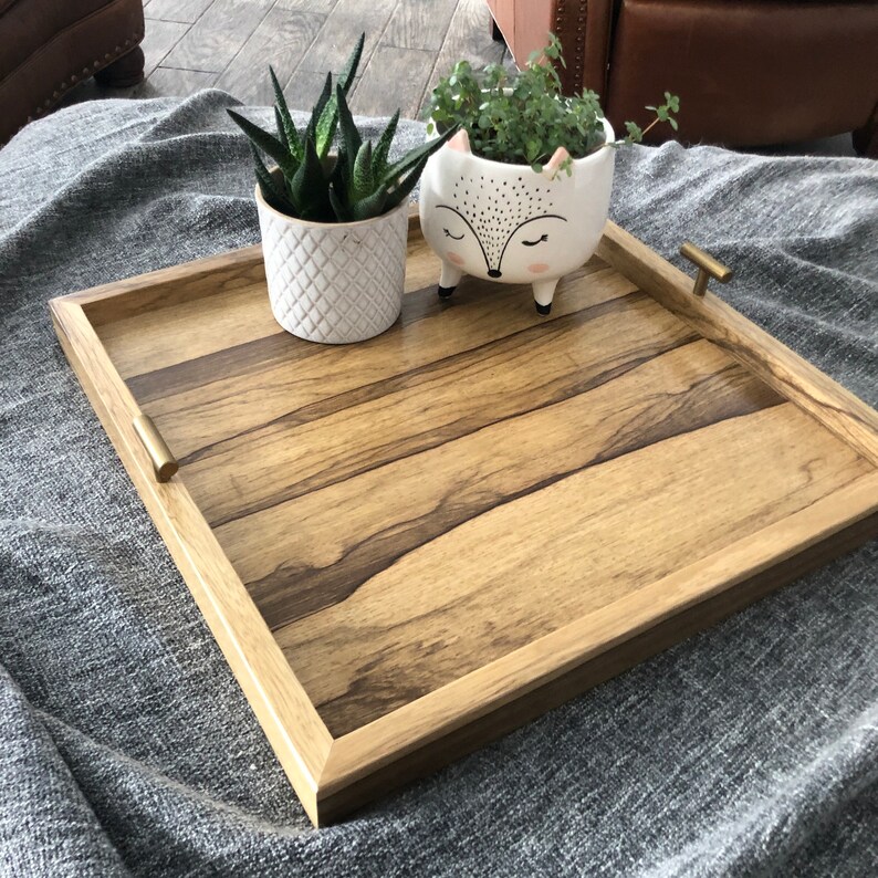 Solid BLACK LIMBA Hardwood Ottoman Tray Exotic Wood Square Etsy