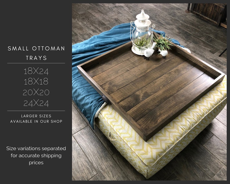 Ottoman Tray Wooden Large Square Coffee Table Farmhouse Serving