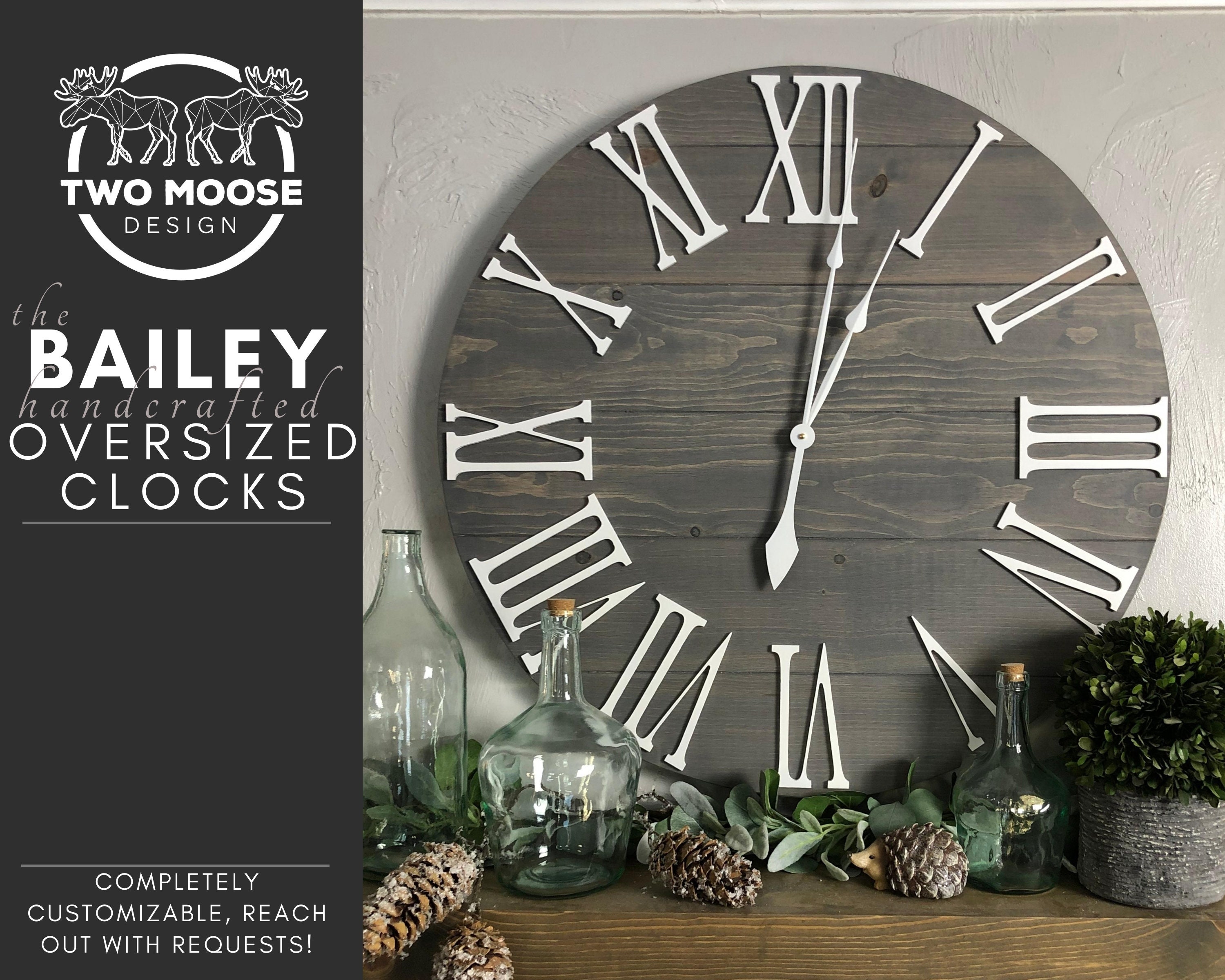 Large Wall Clock The Bailey Roman Numeral Etsy Large Wall Clock The Bailey Roman Numeral Etsy