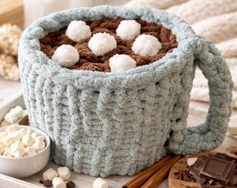Hot Cocoa Mug Blanket Pattern (Hand-Knit & Crochet) - PDF PATTERN ONLY