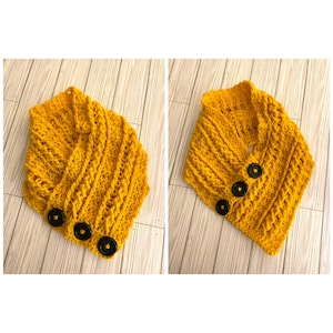 Two-Way Cowl Neck Button Scarf Crochet Pattern