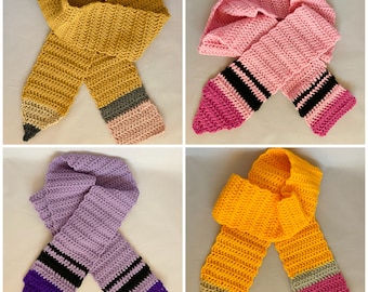 Pencil/Crayon Scarf Crochet Pattern Combo Pack - PATTERN ONLY