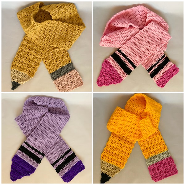 Pencil/Crayon Scarf Crochet Pattern Combo Pack - PATTERN ONLY