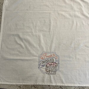 Kitchen towel, Hand embroidered, Flour sack towel, Fresh Produce