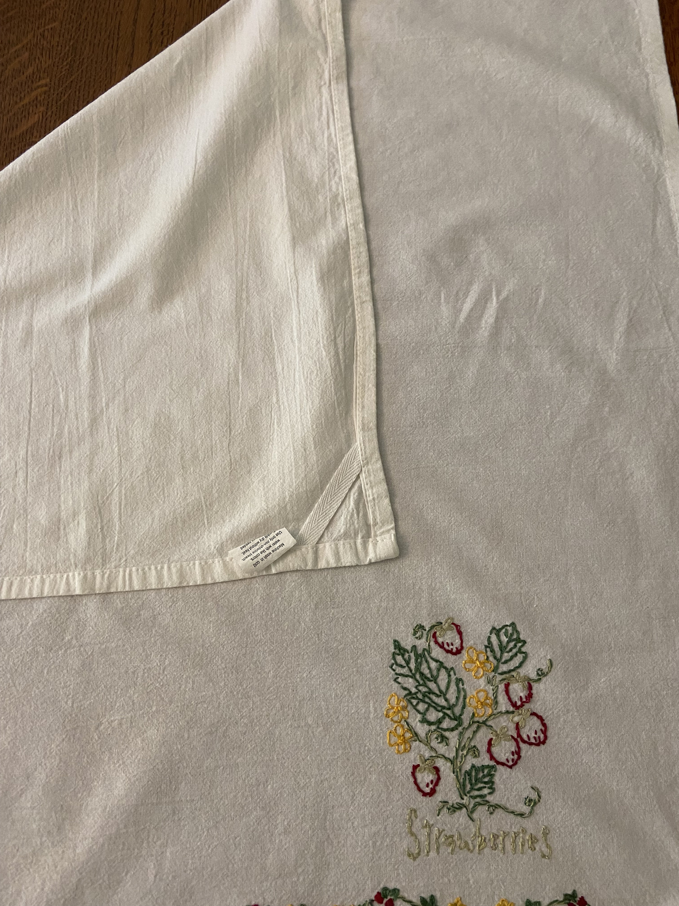 Kitchen Towel Hand Embroidered Flour Sack Strawberries Etsy UK
