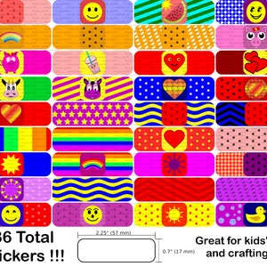 Bandaid Stickers - Adhesive Bandage Stickers - Kids Play and Crafting - 36 Assorted Premium Quality Vinyl Decal Stickers - FREE SHIPPING