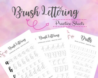 Brush Lettering Practice Sheets, Calligraphy Practice Guide, Handwritting Practice Sheets, Modern Calligraphy, Handwritting Worksheet