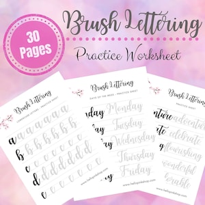 Brush Lettering Practice Sheets, Calligraphy Practice Guide, Handwritting Practice Sheets, Modern Calligraphy, Handwritting Worksheet