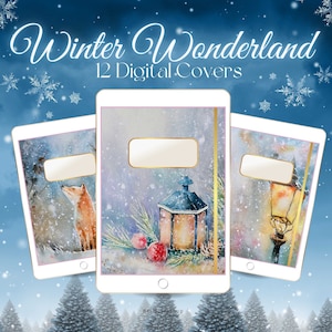 12 Winter Digital Notebook Covers | Goodnotes Digital Notebook Covers | Covers for Digital Planners and Journal | Christmas Goodnotes Covers