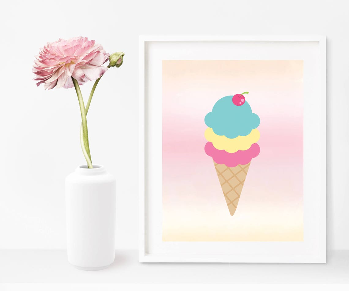 Ice Cream Wall Art, Ice Cream Printable, Ice Cream Decor, Ice Cream Art ...