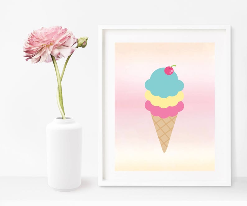 Ice Cream Wall Art, Ice Cream Printable, Ice Cream Decor, Ice Cream Art