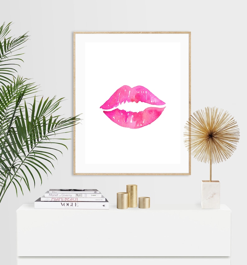 Lips Wall Art, Lips Printable Art, Kiss Wall Art, Fashion Wall Art