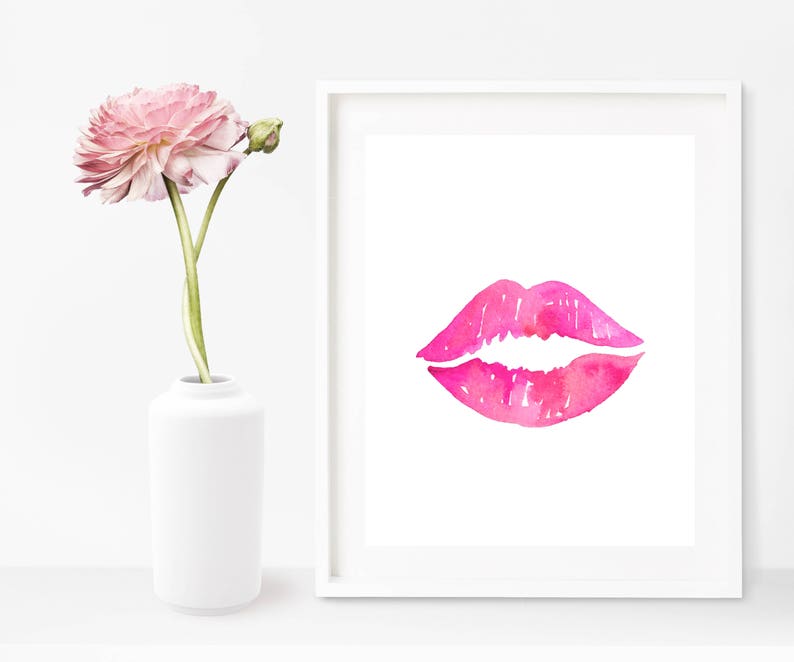 Lips Wall Art, Lips Printable Art, Kiss Wall Art, Fashion Wall Art