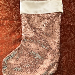 Pink Sequin Christmas Stocking Large Satiny
