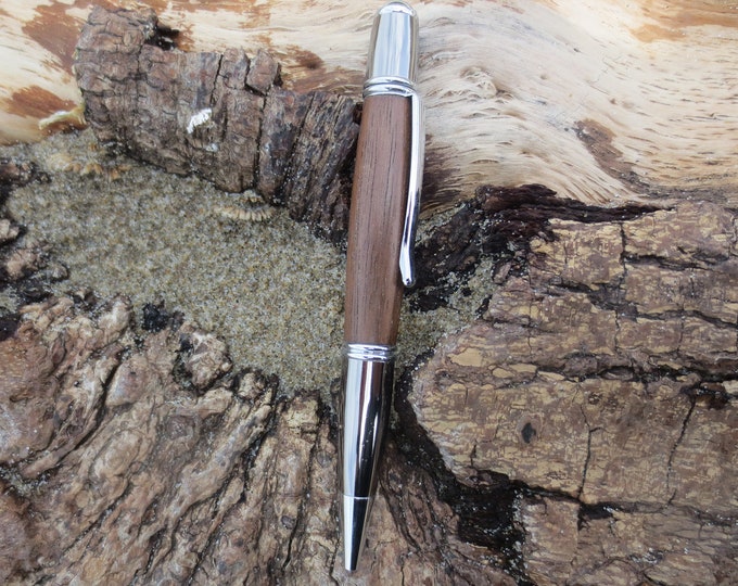 Hand Made Gatsby Style Pen - Real Walnut with Chrome/Black, Gold/Black or Chrome/Gunmetal Accents