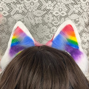 MTO Pride Fox Faux Fur Cosplay Animal Ears - nekomimi ears, furry, petplay ears, animal headband