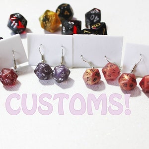 CUSTOM LISTING Small D20 Dangle Drop Nerd Dungeons and Dragons Earrings