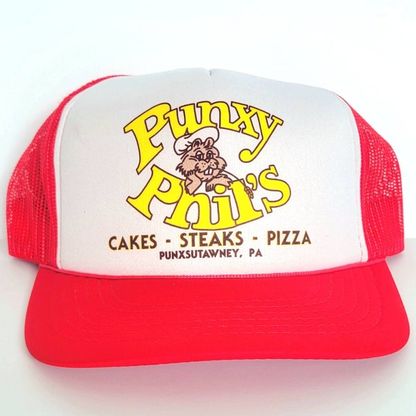 Punxy Phils Vintage 80s Snap Back Trucker Hat, Cap, Punxsutawney, PA, Pennsylvania, Groundhog Day, Movie, Bill Murray, Classic 90s Movie,USA