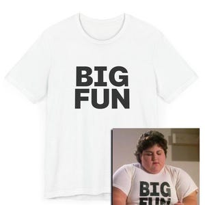 Camiseta Big Fun como la que aparece en la película Heathers, Películas de los 80, Camiseta inspirada en los 80, Camiseta de fiesta, Diversión, Camiseta de banda, Cultura cinematográfica, Fiesta divertida