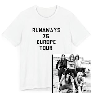 Runaways 76 Europe Tour, Classic Rock, 70er Jahre, Rockmusik, Punk Rock, Glam Punk, Cherie Currie, Punk-T-Shirt, 70er Jahre Rockmusik, Girl Band