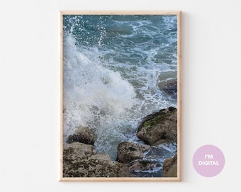 Beach Print | New Zealand print digital download | Mount Maunganui Print | Ocean waves | NZ wall art home decor