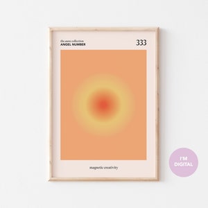 Angel Number 333, Aura Energy Art, Orange Gradient Wall art, Spiritual Wall Art, Affirmation Wall Art, Blue Aura Poster, Aesthetic Poster