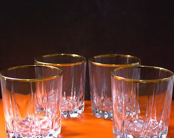 Verres à whisky vintage avec bord doré