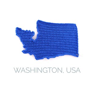 Washington Häkelanleitung, State of Washington Häkelapplikation, Stadtplan von Washington gehäkelt