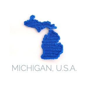 Michigan crochet applique, crochet pattern, Michigan state crochet, Welcome to the lake, Michigan gift, Upper Peninsula, Lower Peninsula
