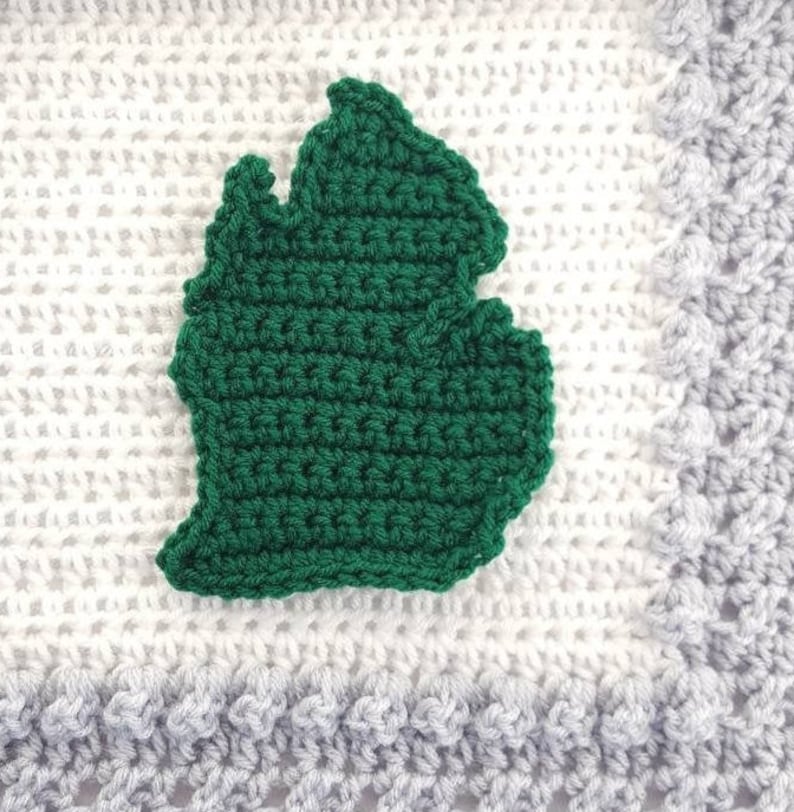 patriotic crochet pride crochet usa states Michigan home state shape crochet pattern travel map applique crochet mitten