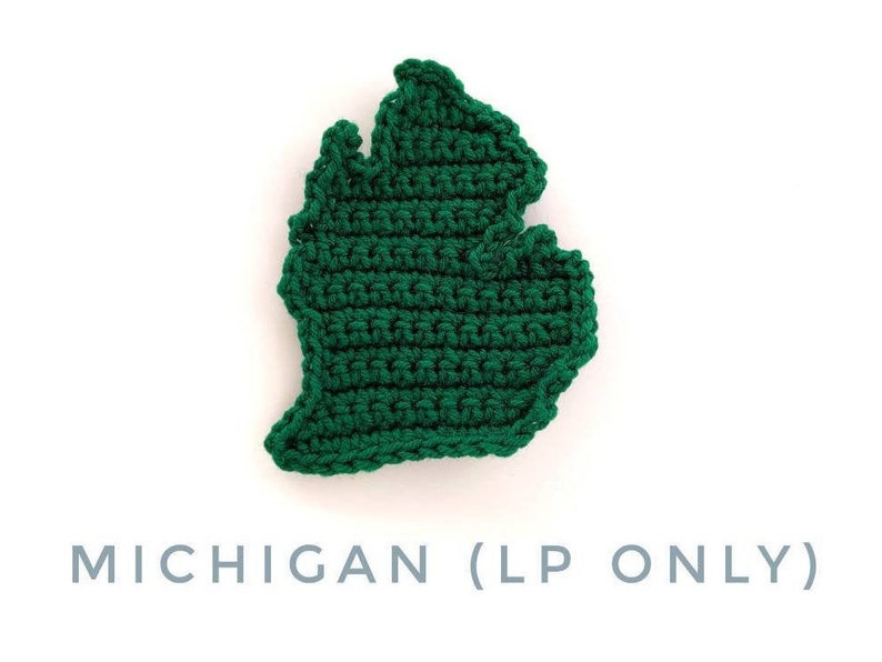 patriotic crochet pride crochet usa states Michigan home state shape crochet pattern travel map applique crochet mitten