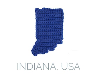 Indiana crochet pattern, State of Indiana crochet applique, map of Indiana crochet