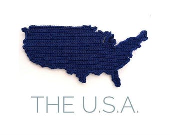 USA Map Crochet Applique Pattern – Patriotic Home Decor (Digital Download)