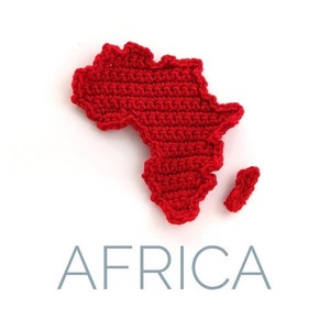 Map of Africa crochet applique pattern, crochet earring pattern, crochet coaster