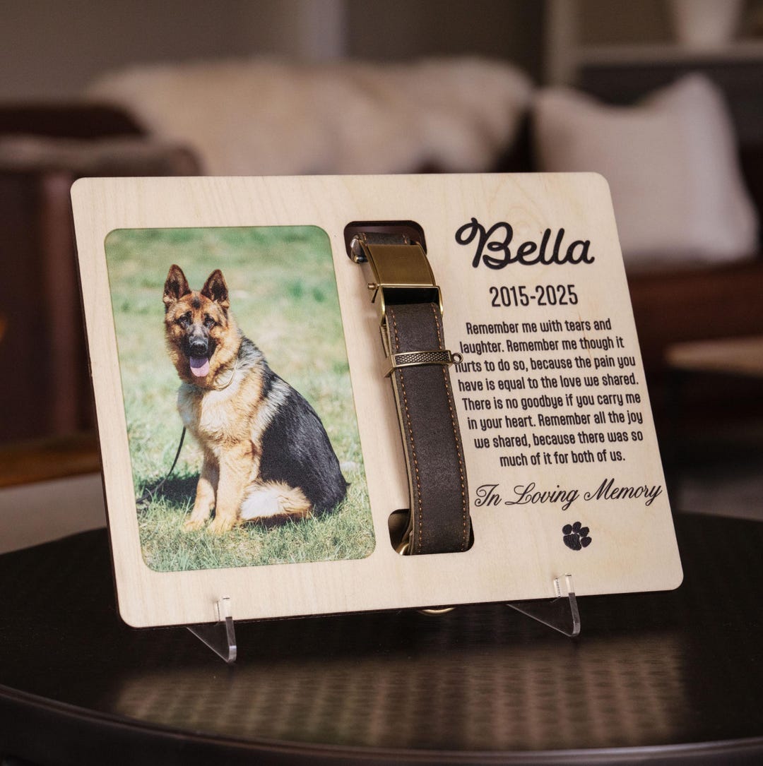Memorial Pet Collar Sign - Dog Memorial Wood Frame With Collar Holder ...